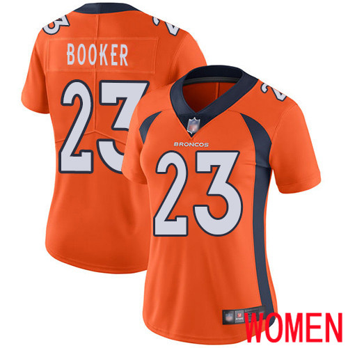 Women Denver Broncos #23 Devontae Booker Orange Team Color Vapor Untouchable Limited Player Football NFL Jersey